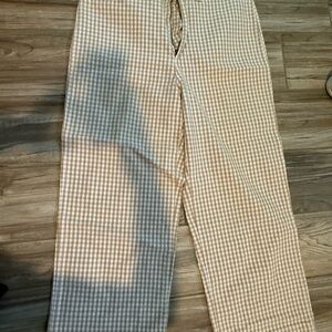 Madewell Slim Emmett Wide Leg Crop Tan Checkered Pants